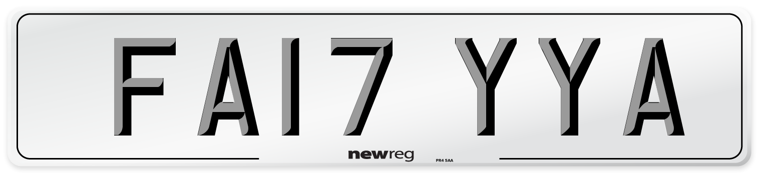 FA17 YYA Number Plate from New Reg